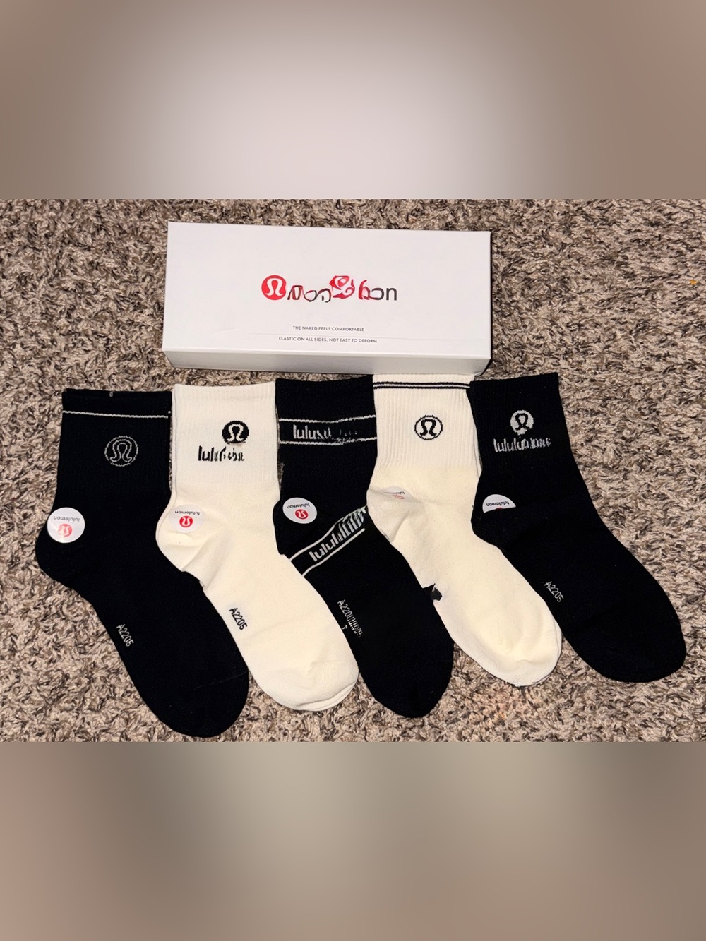 athletica Black & Cream Mixed Athletic Crew Socks (5-Pack)